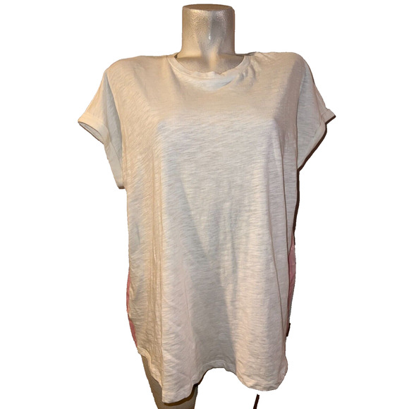 TORRID Top Sz L/12 (0) Cotton Modal Slub Clip Dot Print Fabric Mixed Dolman Tee - Picture 1 of 6